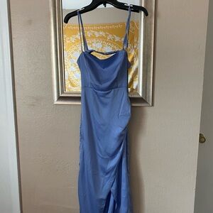 Elegant Blue Satin Dress